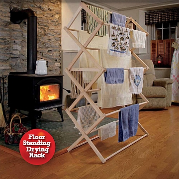 large laundry drying rack in a living room